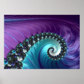 Abstract Paars Turquoise Gradient Spiral Fractal Poster (Voorkant)