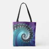 Abstract Paars Turquoise Gradient Spiral Fractal Tote Bag (Achterkant)
