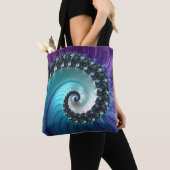 Abstract Paars Turquoise Gradient Spiral Fractal Tote Bag (Dichtbij)