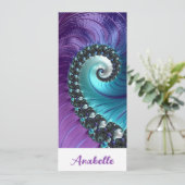 Abstract Paars Turquoise Spiral Fractal Bladwijzer (Staand voorkant)