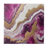 Abstract paars wit & goud agaat geode marmer tegeltje (Voorkant)