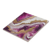 Abstract paars wit & goud agaat geode marmer tegeltje (Zijkant)