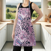 Abstract paars zebra luipaard dierprint patroon schort