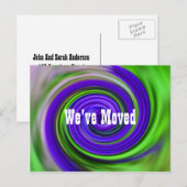 Abstract Paars Zwemmen Nieuw Adres Aankondigingskaart (Voorkant / Achterkant)