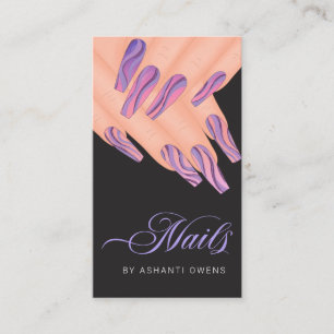 Abstract Paars zwenkzand Nail Artist Business C Visitekaartje