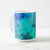 Abstract Paarse blauw inktpatroon Koffiemok (Voorkant links)