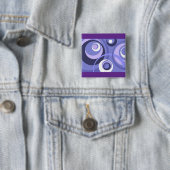 Abstract paarse cirkels in mid-century geometrisch vierkante button 5,1 cm (In situ)