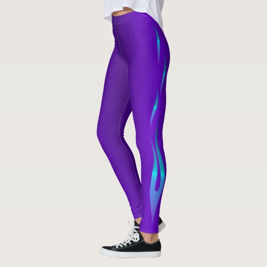 Abstract Paarse en Blauwe Vlam Ontwerp Leggings (Links)