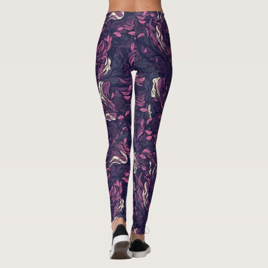 Abstract: Paarse en roze stroom Leggings (Achterkant)