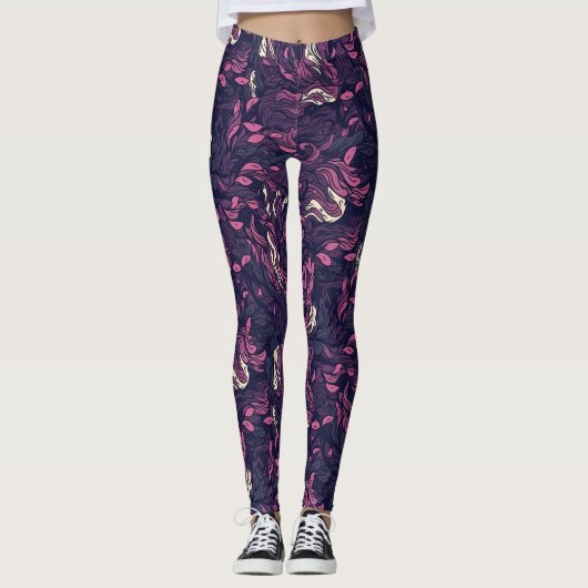 Abstract: Paarse en roze stroom Leggings (Voorkant)