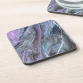 Abstract paarse en turquoise stroming bier onderzetter (Linkerzijde)