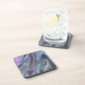 Abstract paarse en turquoise stroming bier onderzetter (Rechterzijde)