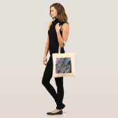 Abstract paarse en turquoise stroom tote bag (Voorkant (model))