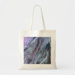 Abstract paarse en turquoise stroom tote bag