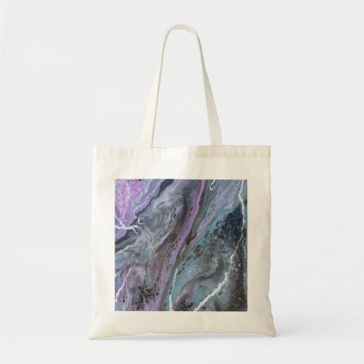 Abstract paarse en turquoise stroom tote bag (Voorkant)