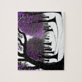 Abstract Paarse en Witte Kleurrijke Boomontwerp Legpuzzel (Verticaal)