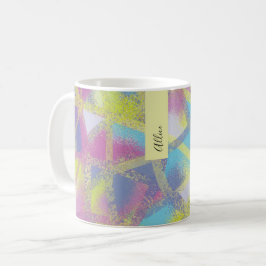Abstract paarse geel blauw Monogram Koffiemok