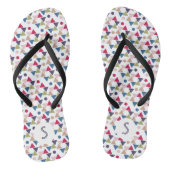 Abstract paarse geel groen geometrisch patroon teenslippers (Voetbed)