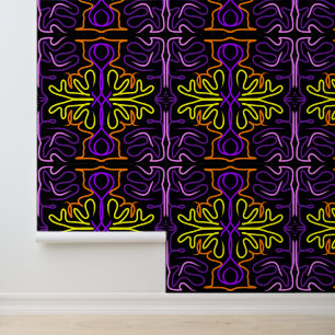 Abstract paarse, geel, oranje en roze ontwerp behang