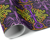 Abstract paarse, geel, oranje en roze ontwerp cadeaupapier (Rol Hoek)
