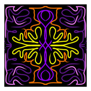 Abstract paarse, geel, oranje en roze ontwerp perfect poster