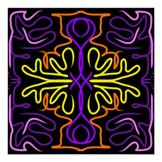 Abstract paarse, geel, oranje en roze ontwerp perfect poster (Voorkant)