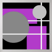 Abstract Paarse Grijs Zwart Wit Poster (Voorkant)