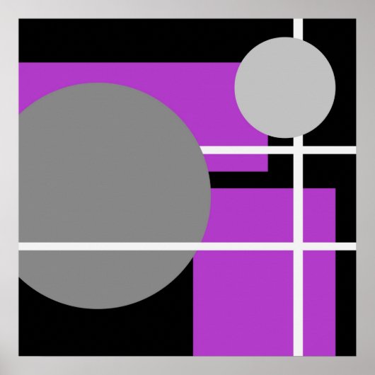 Abstract Paarse Grijs Zwart Wit Poster (Voorkant)