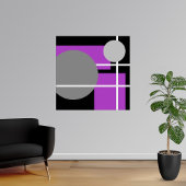 Abstract Paarse Grijs Zwart Wit Poster