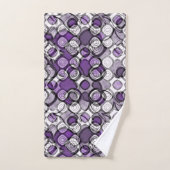 Abstract Paarse, grijze en zwarte cirkelpatroon Bad Handdoek (Handdoek)