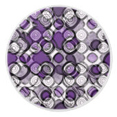 Abstract Paarse, grijze en zwarte cirkelpatroon Keramische Knop (Voorkant)