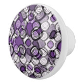 Abstract Paarse, grijze en zwarte cirkelpatroon Keramische Knop (Rechts)