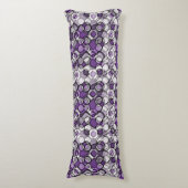 Abstract Paarse, grijze en zwarte cirkelpatroon Lichaamskussen (Voorkant Verticaal)