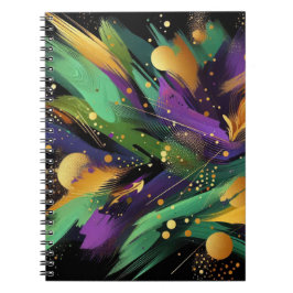 ABSTRACT PAARSE GROENE GOUDEN MARDI GRAS SPATTEN NOTITIEBOEK