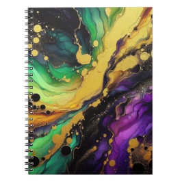 ABSTRACT PAARSE GROENE GOUDEN MARDI GRAS SPATTEN NOTITIEBOEK