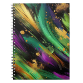 ABSTRACT PAARSE GROENE GOUDEN MARDI GRAS SPATTEN NOTITIEBOEK