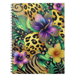 ABSTRACT PAARSE GROENE GOUDEN MARDI GRAS SPATTEN NOTITIEBOEK