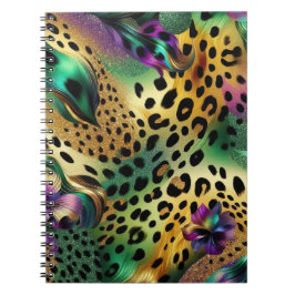 ABSTRACT PAARSE GROENE GOUDEN MARDI GRAS SPATTEN NOTITIEBOEK
