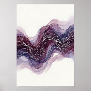 Abstract Paarse Mauve Stromende Golven Fijne Kunst Poster