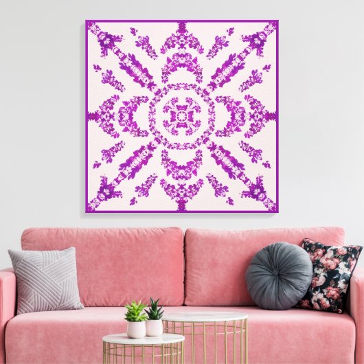 Abstract Paarse Orchidee Bloem Ontwerp Patroon Kun Canvas Afdruk (Insitu (Woonkamer))