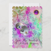 ABSTRACT PAARSE ROZE BLAUWE GOLVEN SCHELPEN,GLITTE KAART (Achterkant)