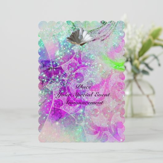 ABSTRACT PAARSE ROZE BLAUWE GOLVEN ZEESCHELPEN,GLI KAART (Staand voorkant)