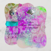 ABSTRACT PAARSE ROZE GOLVEN ZEESCHELPEN ,BLAUW LIN KAART (Voorkant / Achterkant)