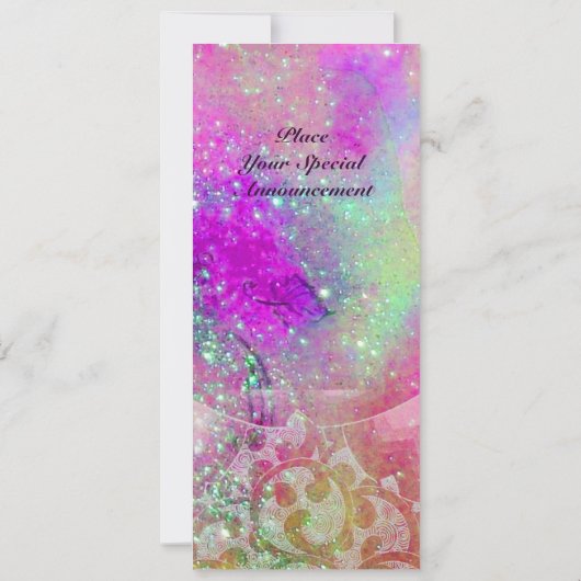 ABSTRACT PAARSE ROZE TEAL BLAUWE GOLVEN IN FONKELI KAART (Achterkant)