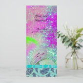 ABSTRACT PAARSE ROZE TEAL BLAUWE GOLVEN IN GLITTER KAART (Staand voorkant)