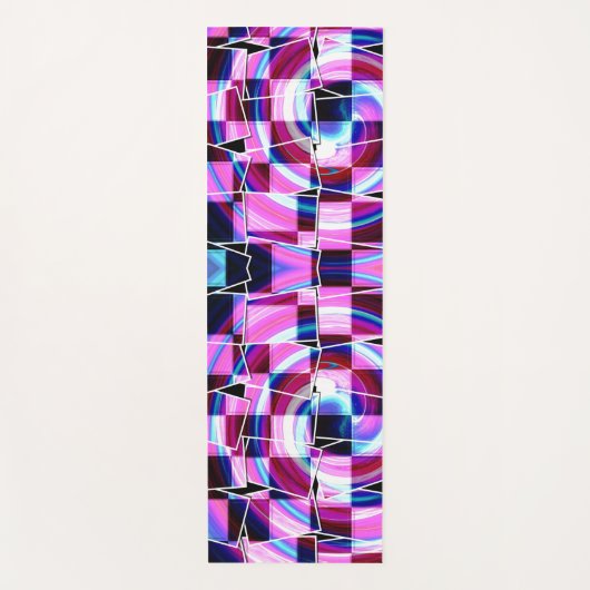 Abstract Paarse Roze Vierkantjes Geometrisch Patro Yogamat (Voorkant)