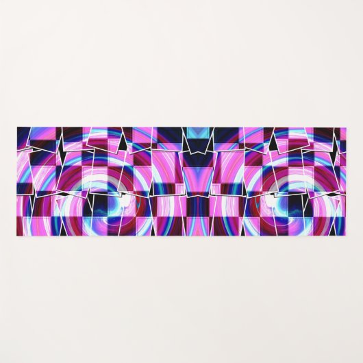 Abstract Paarse Roze Vierkantjes Geometrisch Patro Yogamat (Voorkant (horizontaal))