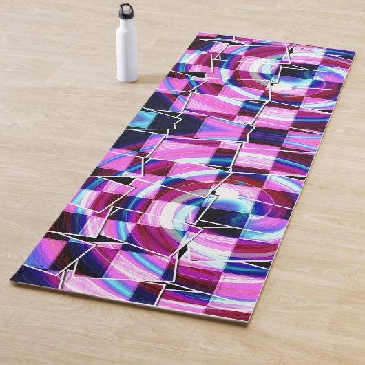 Abstract Paarse Roze Vierkantjes Geometrisch Patro Yogamat (In situ)