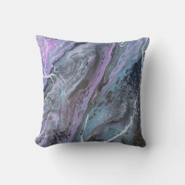 Abstract paarse & turquoise stroming kussen