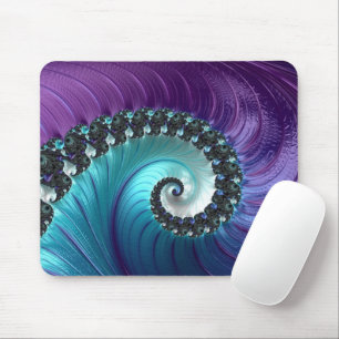 Abstract paarse turquoise verlopende spiraal fract muismat